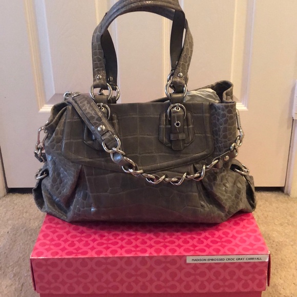 Coach Madison embossed Croc Gray Carryall tote - Picture 3 of 4